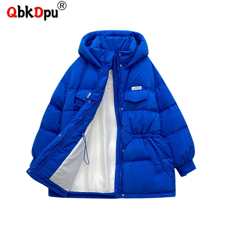 

Korean Windproof Long Sleeve Bread Winter Jacket Solid Warm Snow Wear Women Coat Loose Hooded Cotton Padded Thicken Parkas