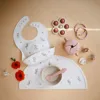 1PCS Baby Bibs Baby Flower Plate Animal Print Children's Bibs Girls Boys Adjustable Soft Silicone Bibs Baby Feeding Supplies 1