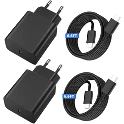 Dual Pack 45W USB - C Fast Charger with 2m Cable - Enhanced Power Adapter - EU (Black)