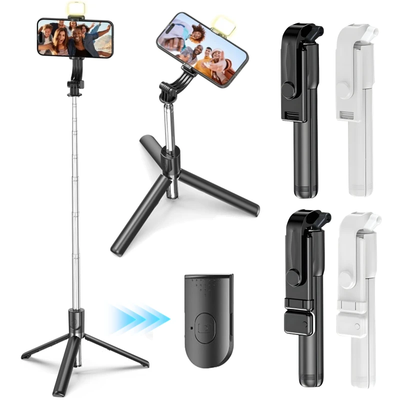 Bluetooth Wireless Selfie Stick Light Mini Tripod Extendable Monopod Remote Shutter Outdoor Portable Mobile Phone Bracket Holder