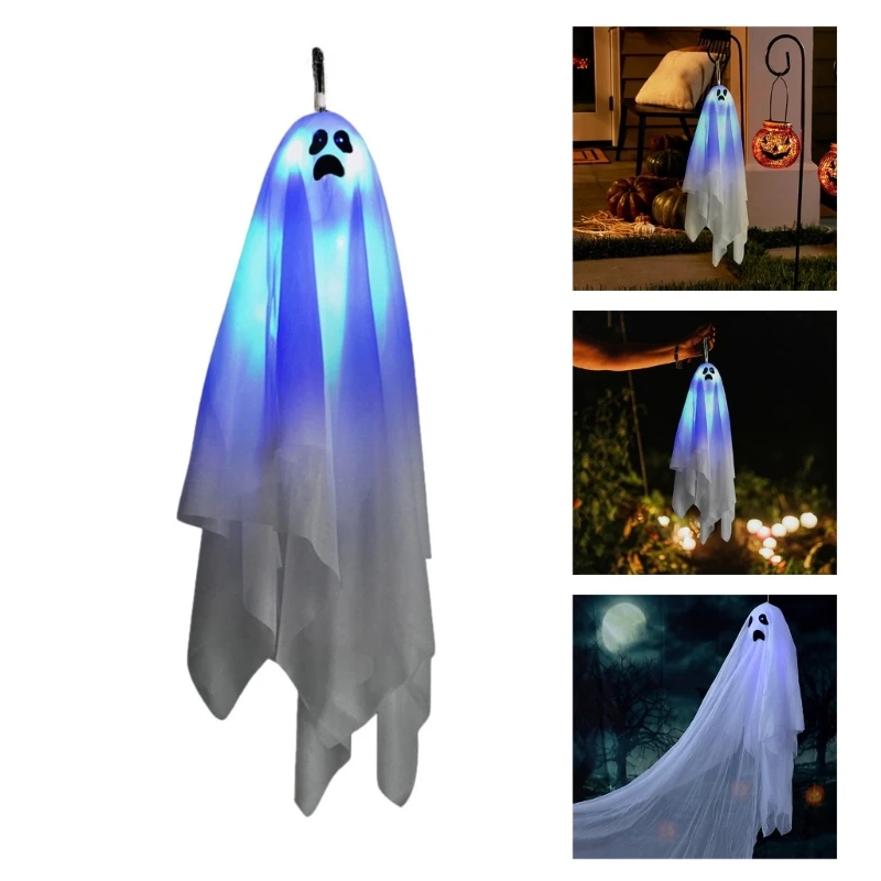 Spukende, erhebende Phantome mit unheimlichem Spracheffekt, leuchtende LED-Lichter, tragbare Stoff-Halloween-Party-Dekoration