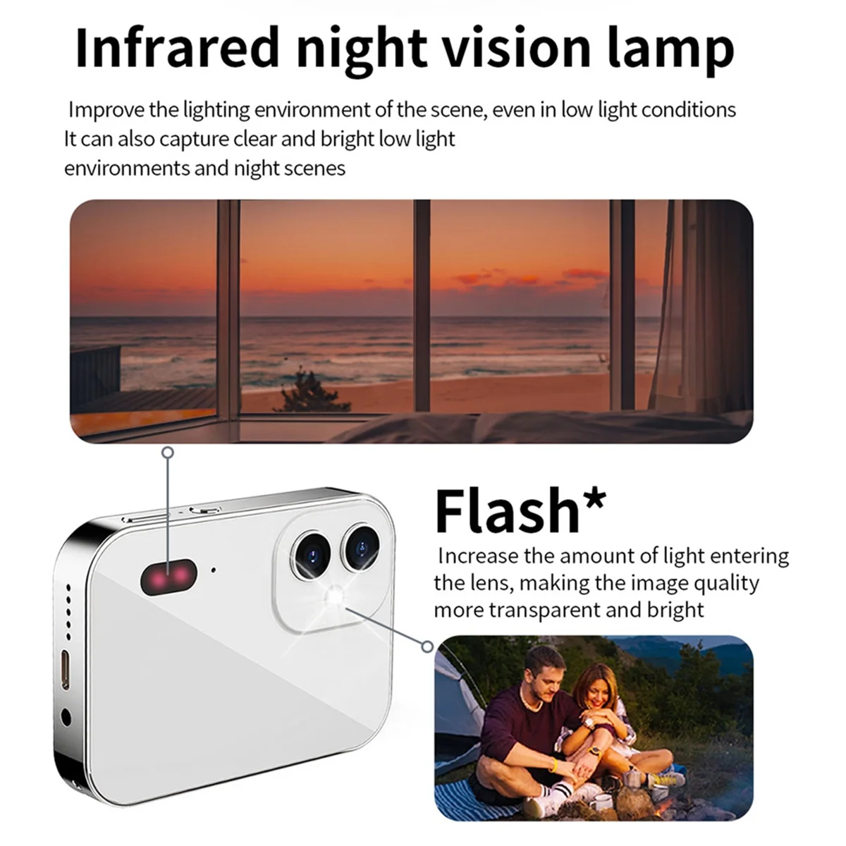 4K CCD Digital Camera 64MP Digital Flash Video Camera Touch Screen 16X Zoom IR Night Vision