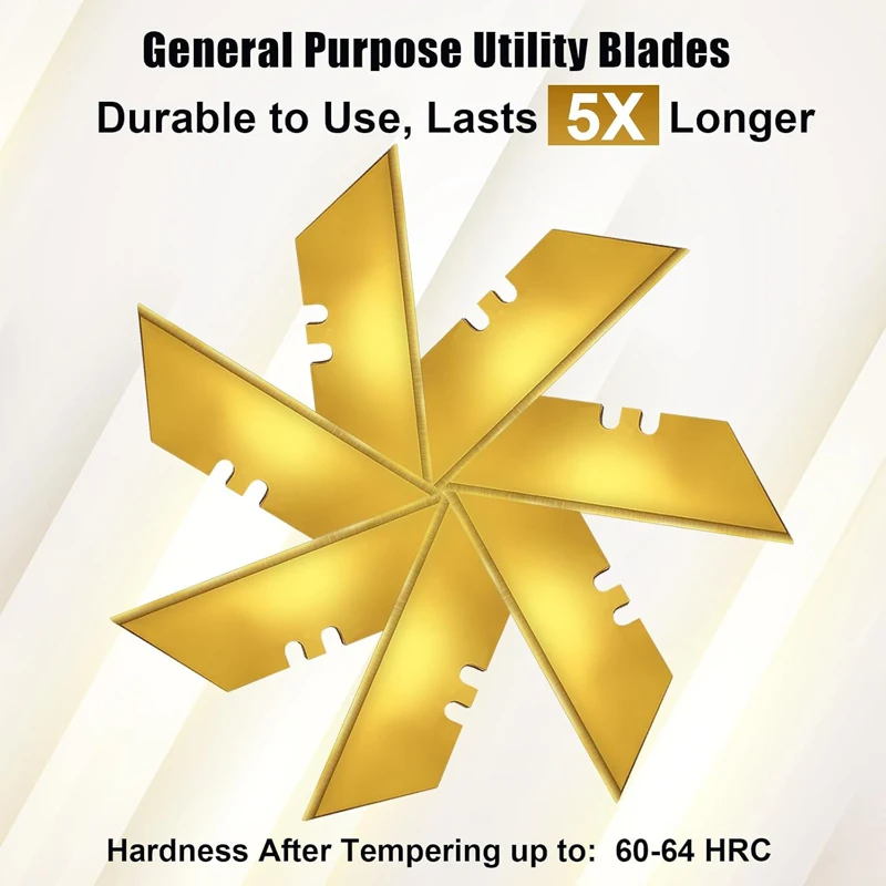 10pcs Utility Knife Blades Heavy Duty Box Cutter Replacement Blades SK2 Steel with Titanium Fully Coating Standard Size,utility knife blades