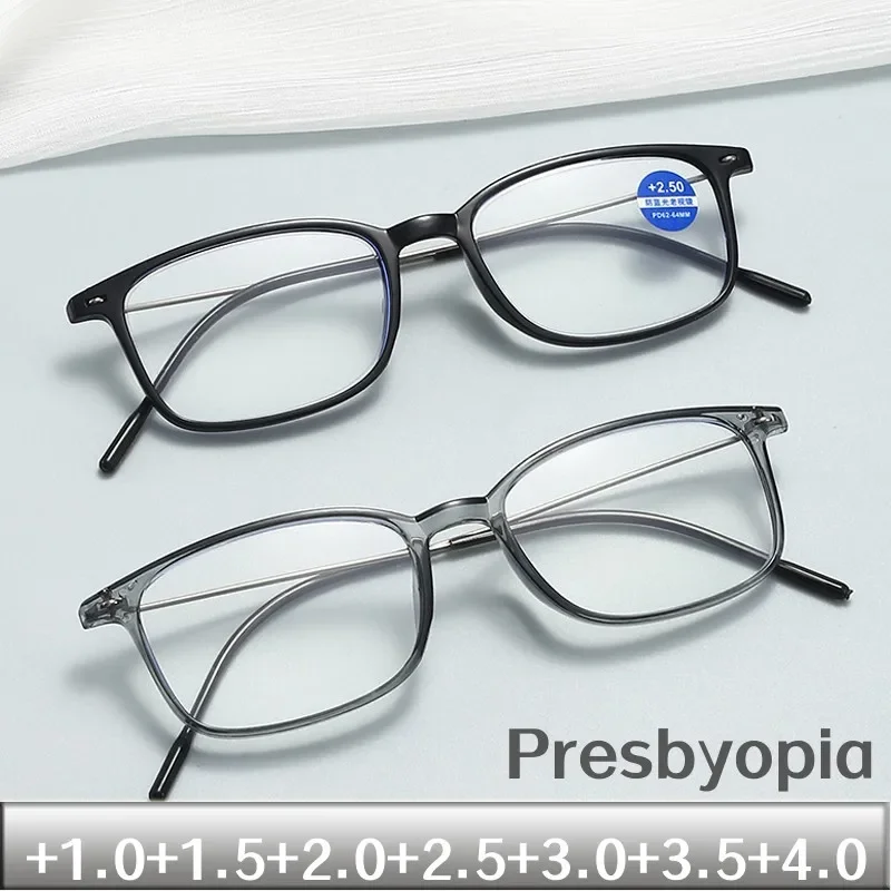 

VintageTR90 Frame Reading Glasses Men Women Flexible Square Far Sight Presbyopia Eyeglasses Unisex Classical Diopter Eyewear