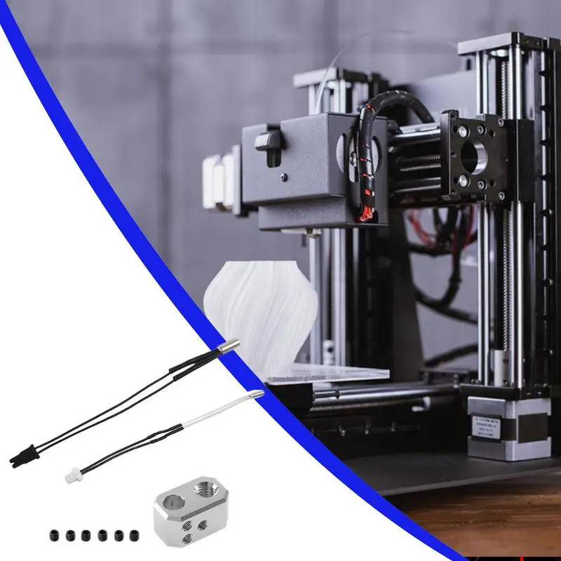 

Нагревательный блок для 3D-принтера 40 Вт, нагревательный картридж, термометр, высокотемпературный нагревательный блок, безопасный прочный Hotend нагревательный блок