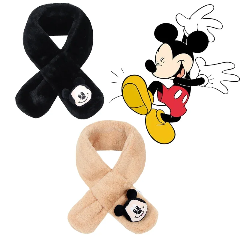 Disney Anime Mickey Mouse Scarf For Women 2 Colors Keep Warm Soft Scarfs Girls All-match Plush Neckerchief Kids Winter Gift