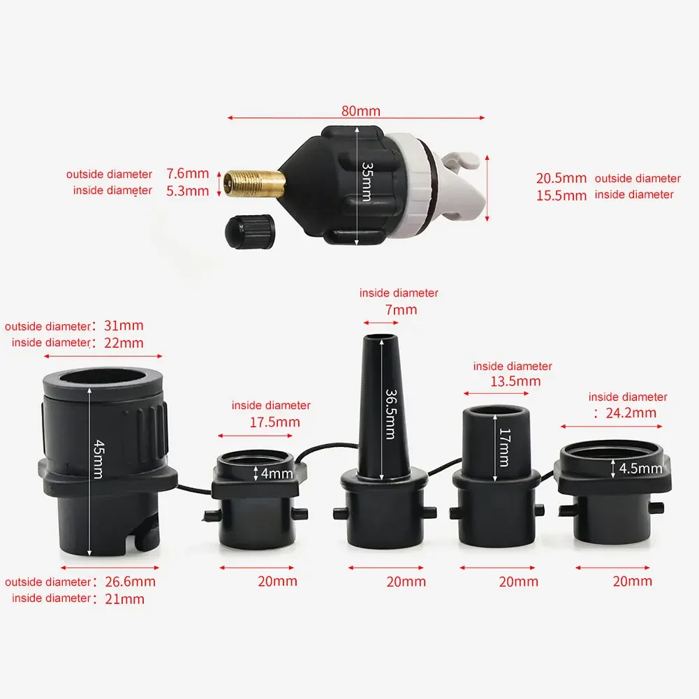3/4 In1 Set  Air Valve Conversion Head with Air Valve Nozzles Paddleboard Pump Adapter for Inflatable Boat Stand-Up Paddleboard