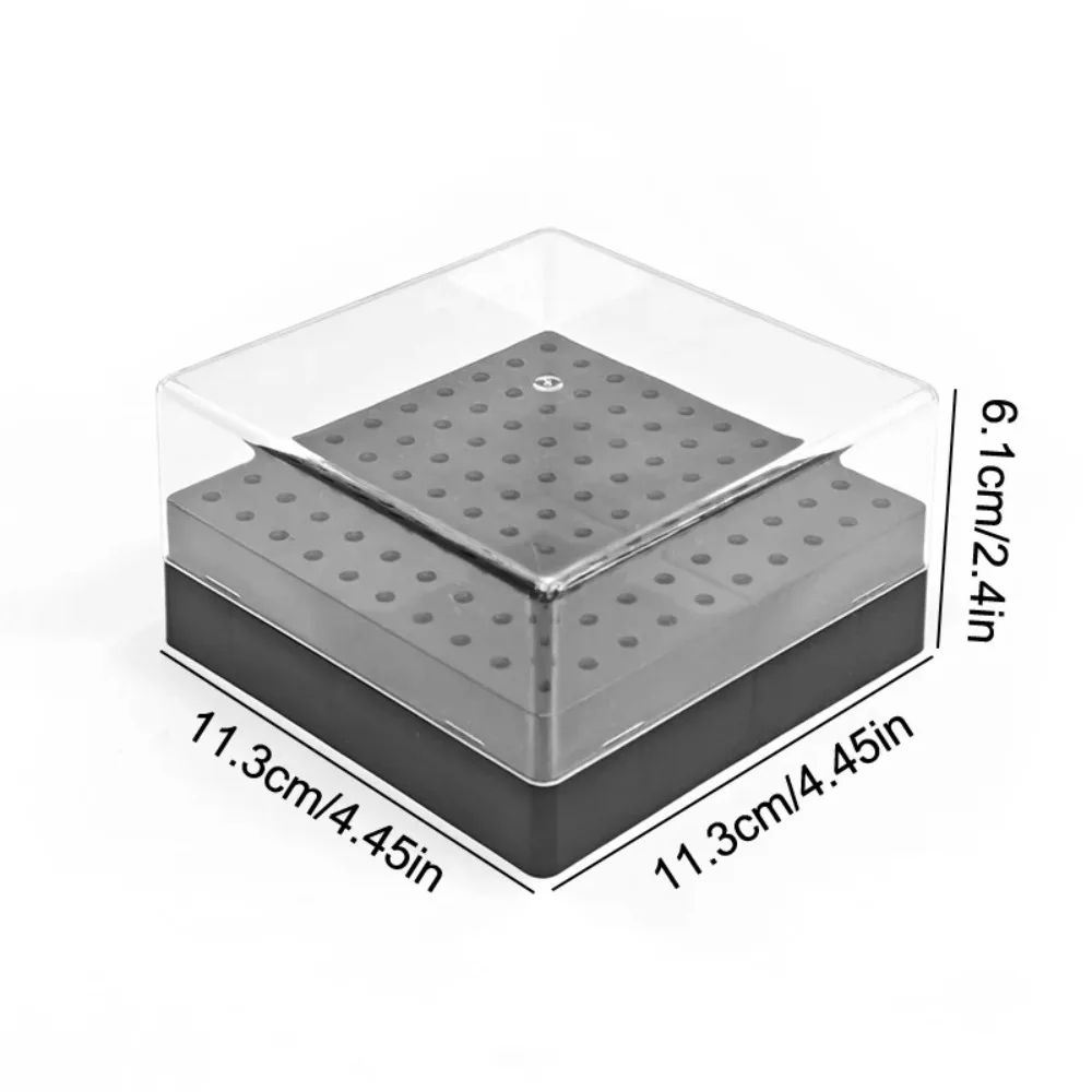 100 Holes Nail Drill Bits Organizer Dustproof Professional Nail Art Drill Storage Box Empty Organizer Portable