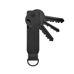Unisex Compact Metallic Key Holder | Minimalist Smart Keychain Organizer (Black)