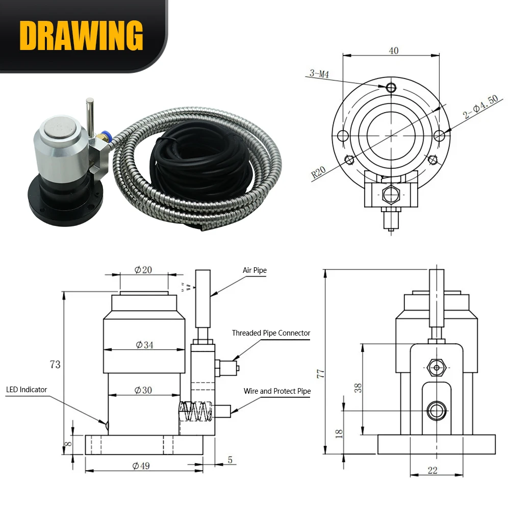 HLTNC CNC High Precision Automatic Tool Sensor 6 Wire Z Axis