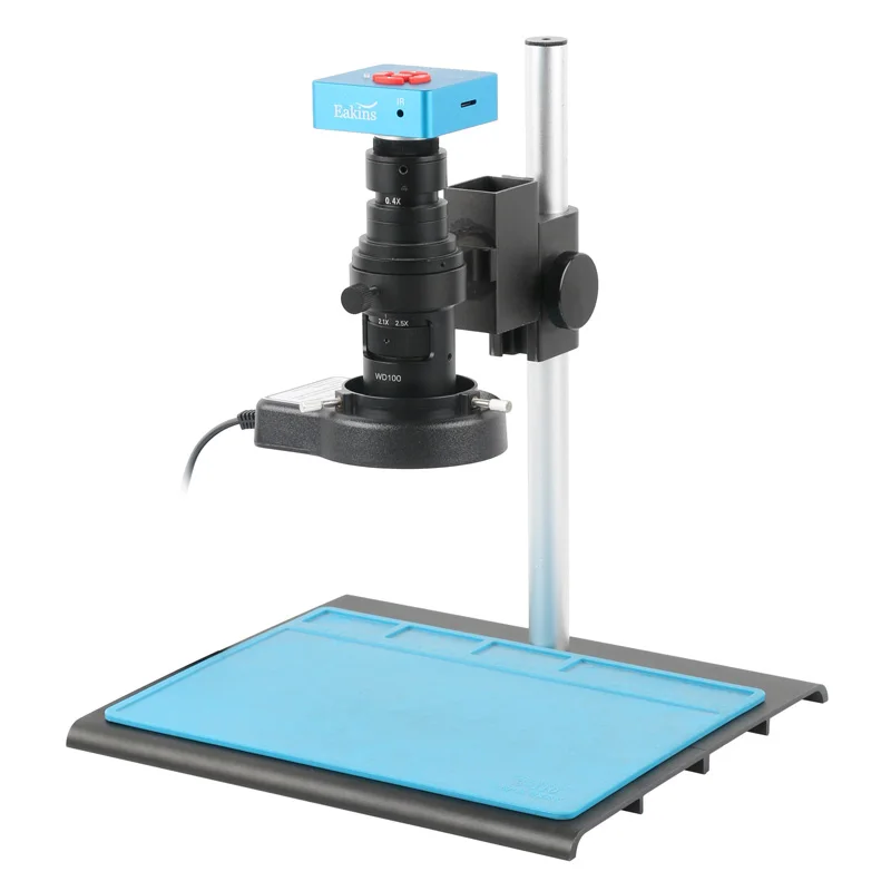 4K 55Mp Hdmi Usb Digital Video Microscope Camera Ingrandimento Regolabile 130X 180X C Mount Lens Zoom Stand 56 Led Ring Light