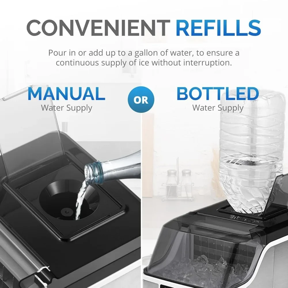 45lbs/Day Ice Cube Machine, Self-Cleaning Function and Ice Thickness, Portable Mak