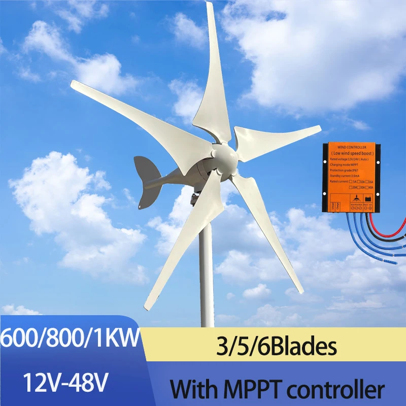 600W/800W/1000W 12/24V MPPT Wind Turbine Generator Charge Controller 