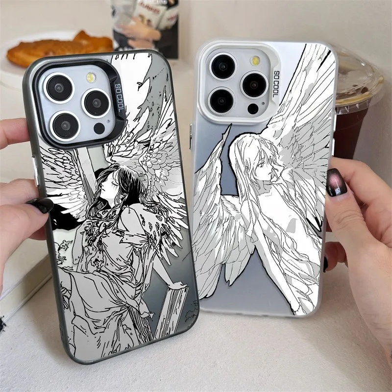 Retro Aesthetic Angel Art Matte Phone Case - Anti-Fall Protection