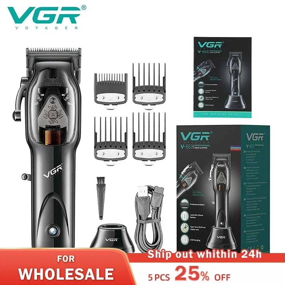 

VGR Hair Clipper Professional Hair Cutting Machine Cordless Hair Trimmer Electric Barber Haircut Trimmer for Men V 653