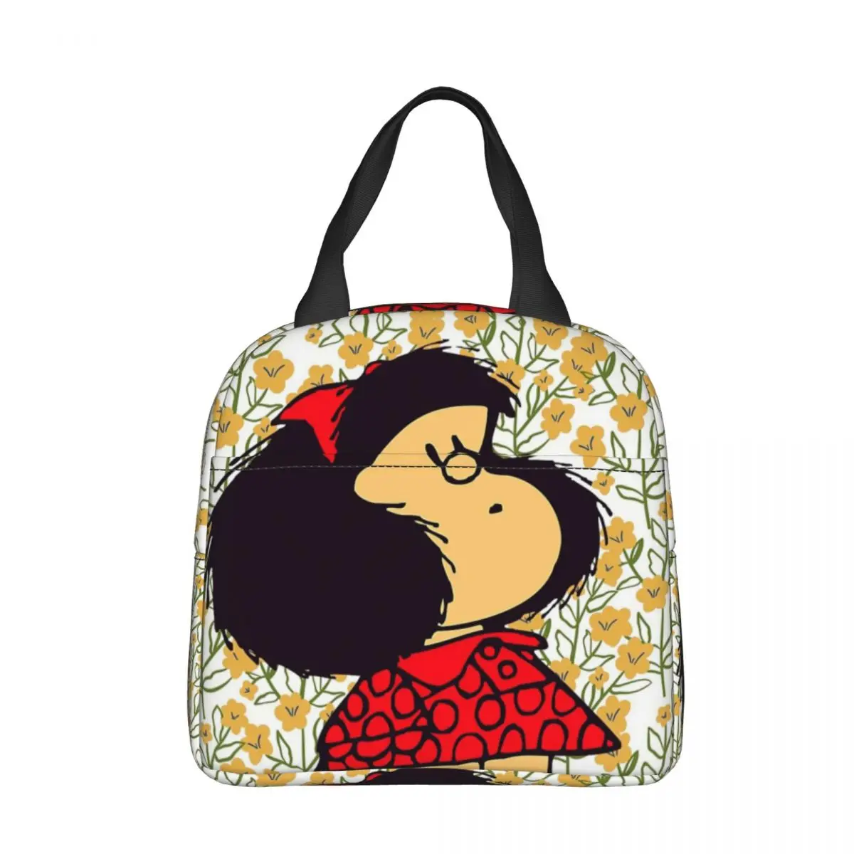

Mafalda And Flowers Insulated Lunch Bags Thermal Bag Reusable Kawaii Cartoon Large Lunch Box Tote Girl Boy School Travel