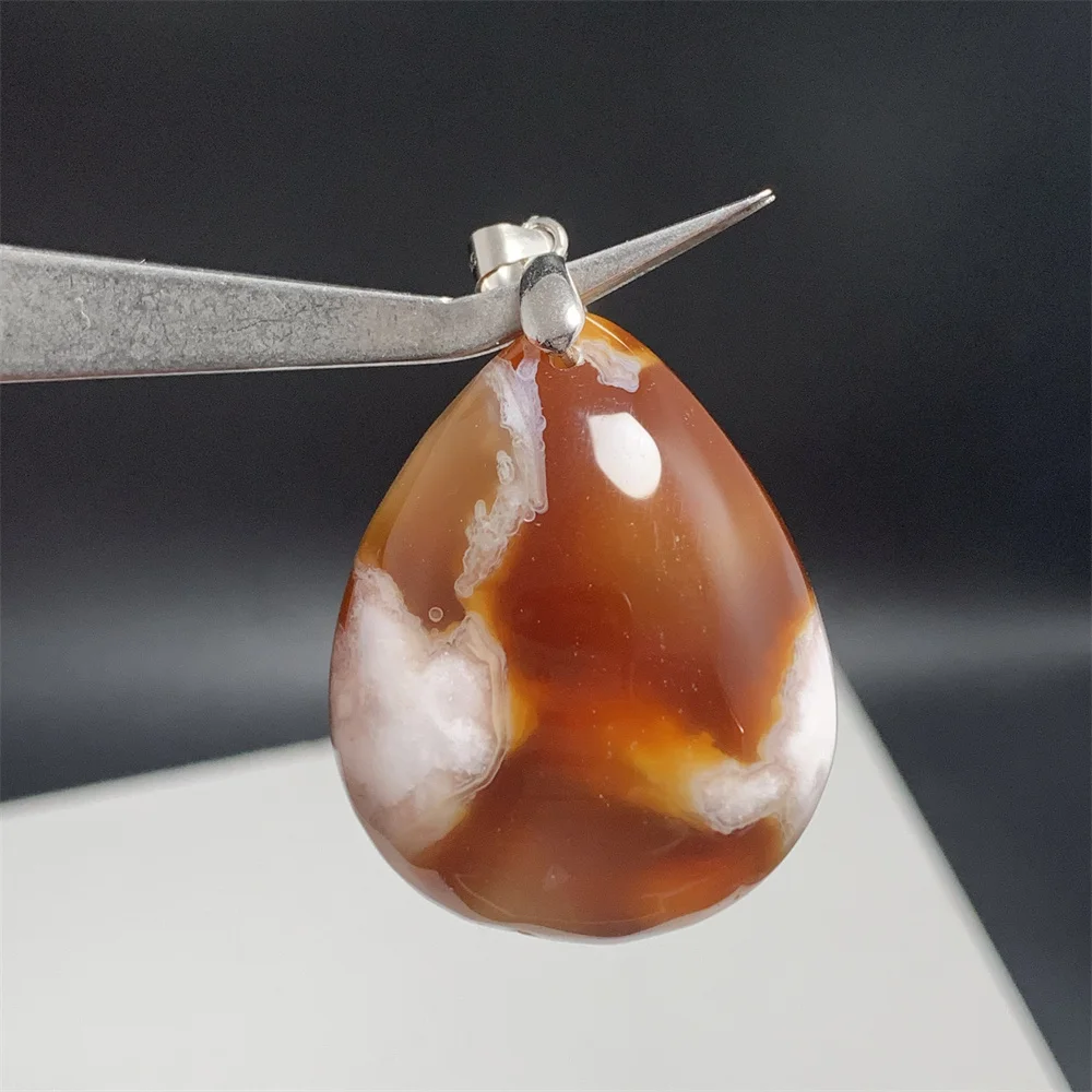 Natural Sakura Agate Pendants Necklaces for Women Blooming Flowers Beads Popular Pet Rock Soul Stones Gifts 925 Silver Jewelry