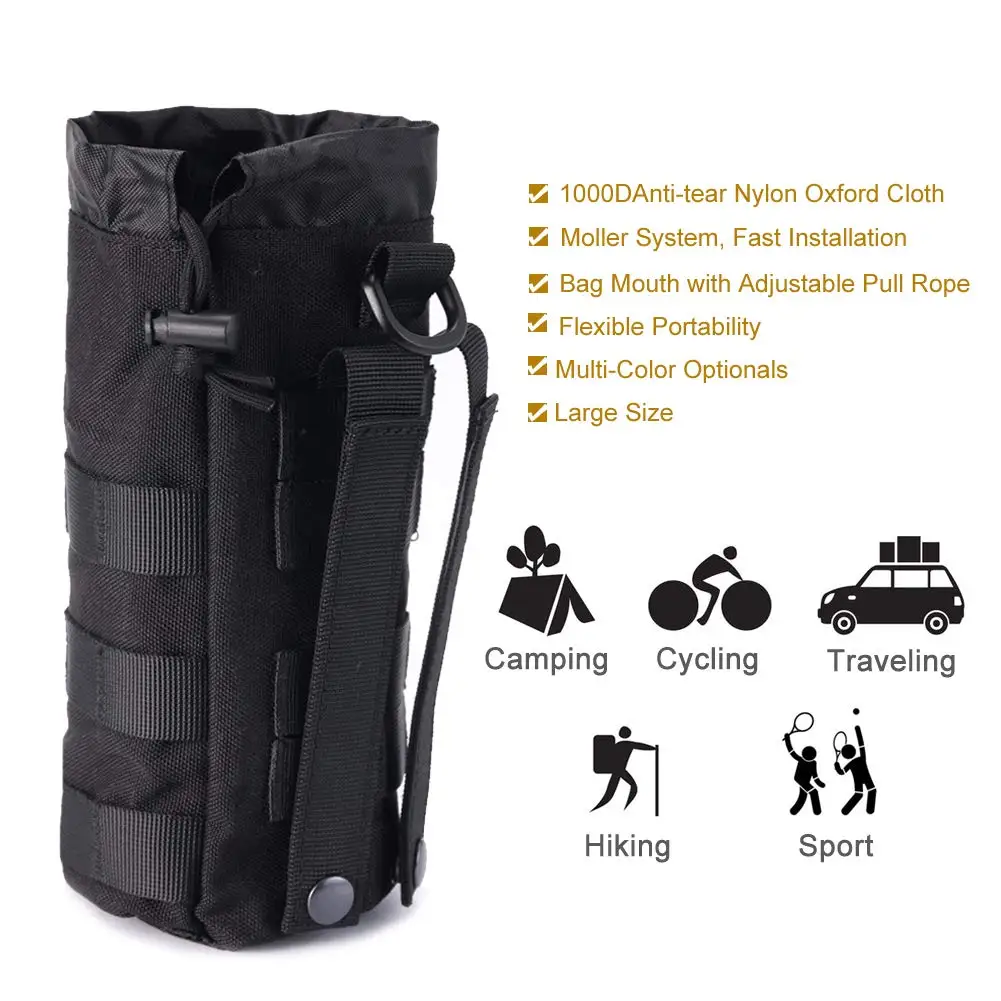 Nylon Tactical Water Bottle Pouch Bag for Camping Hiking