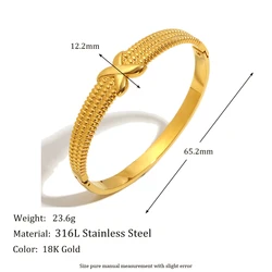 Stainless Steel X - Shape Bracelet - 18K Gold Plated, Hypoallergenic, Waterproof - 58 - 60mm (Gold)