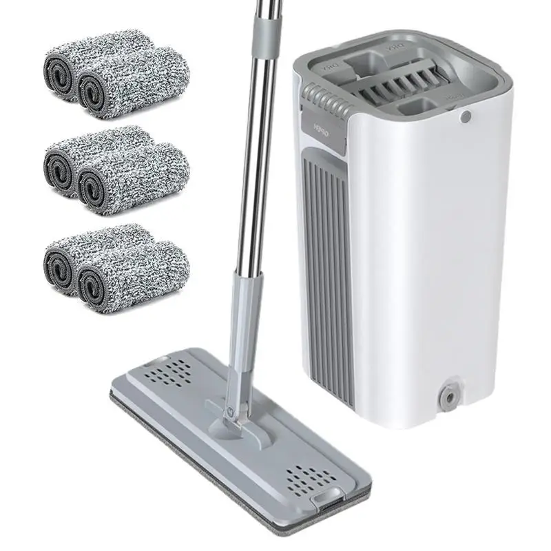 

Cleaning Flat Squeeze Mop Bucket Squeeze,Hand Free Flat Floor Mop And Bucket Multifunction Microfiber Mops Floor Home Cleaning