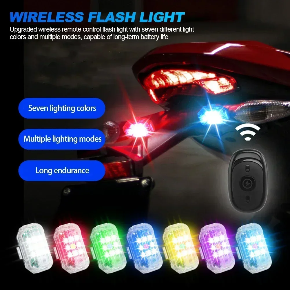 Lampe LED stroboscopique moto VTT 7 couleurs en action sur un drone en vol
