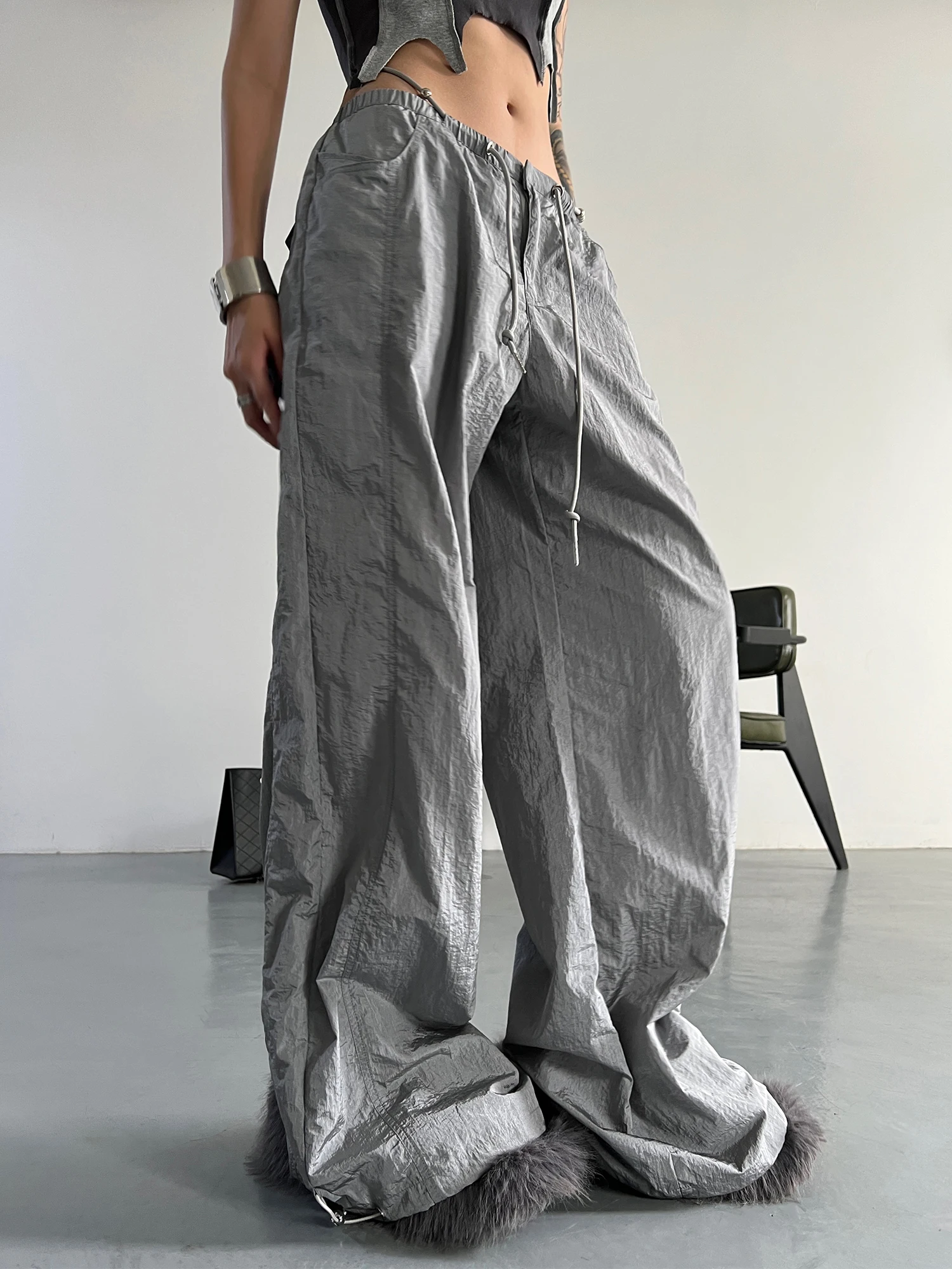 

SuperAen High Street Casual Straight Tube Loose Folds Wide Leg Pants Korean Style Long Pants