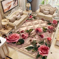 European Style Flower Carpet Living Room Sofa Soft Rugs Luxury Bedroom Decor Bedside Rug Large Room Cloakroom Lounge Floor Mats 1