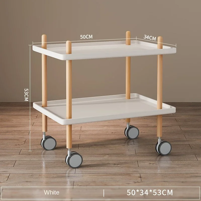 Storage Rack Small Cart Mobile Sofa Bedside Table Minimalist Mini Solid Wood Edge Corner Table