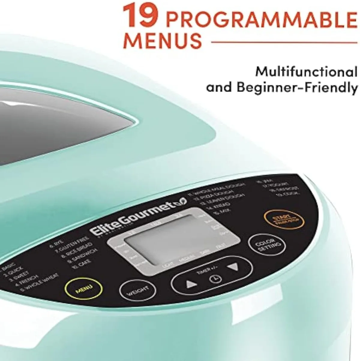 Programmable Bread Maker Machine 3 Loaf Sizes 19 Menu Functions 2 Lbs Mint USA