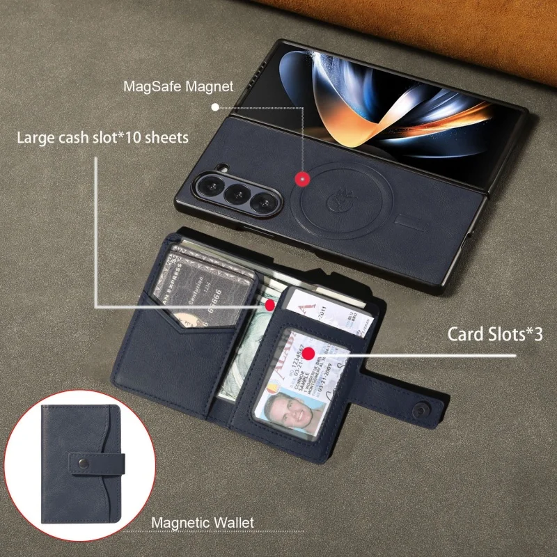 MagSafe Wireless Charging Wallet Card Phone Case For Samsung Galaxy Z Fold 7 6 5 4 3 Fold7 Fold6 Fold5 Flip Purse Holder Cover | Gaffar India