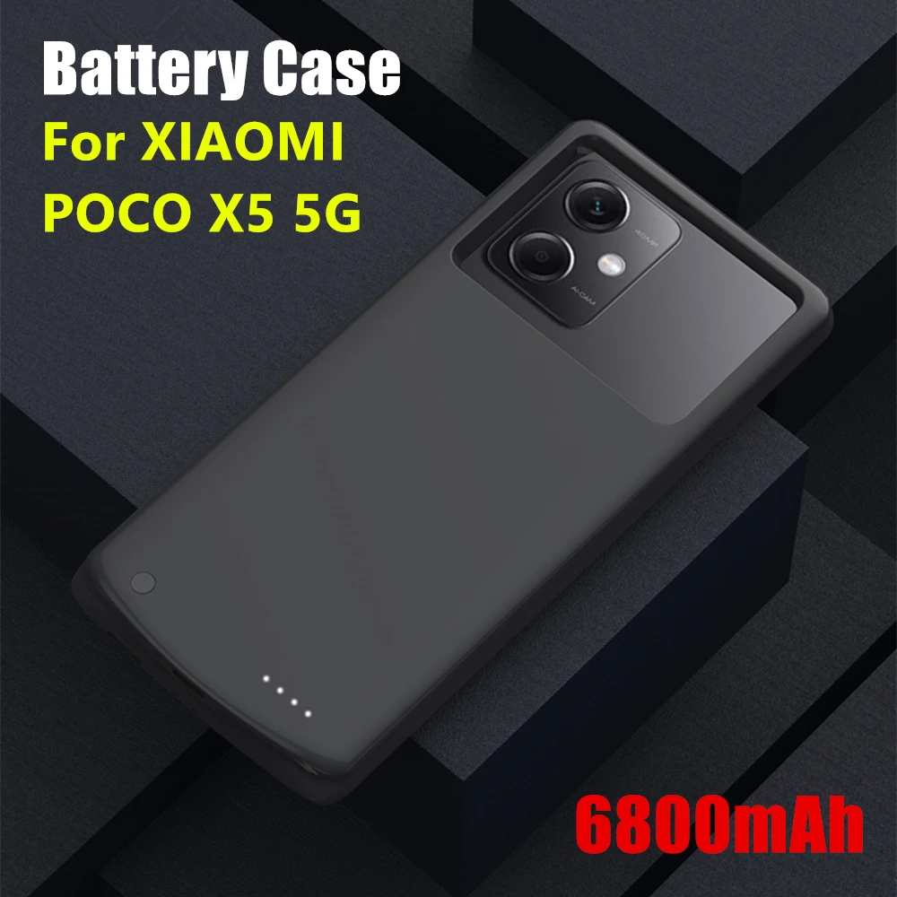 

For Xiaomi Mi POCO X5 5G External Battery Cases 6800mAh Portable Charger Battery Powerbank Cover For Redmi Note 12 Power Case
