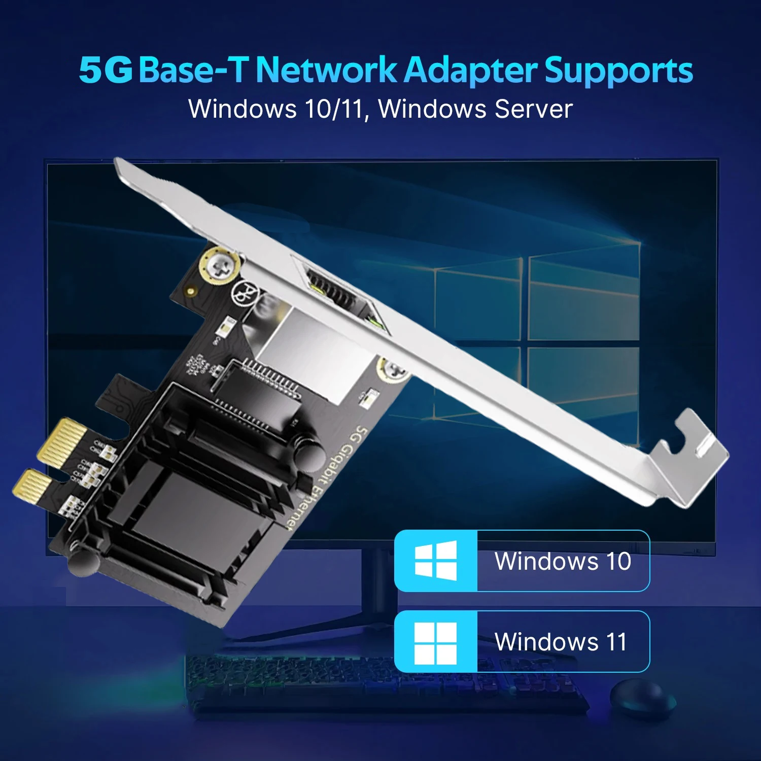 5Gbps Pcie-RJ45 네트워크 카드 Realtek 8126 100Mbps/1G/2.5G/5G RJ45 인터페이스 기가비트 이더넷 PCI Express X1 X4 X8 X16 어댑터