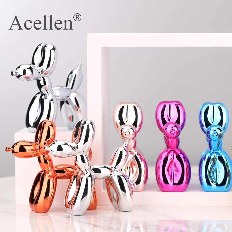 Plating balloon dog Statue Resin Sculpture Home Decor Modern Nordic Home Decoration Accessories for Living Room Animal Figures
