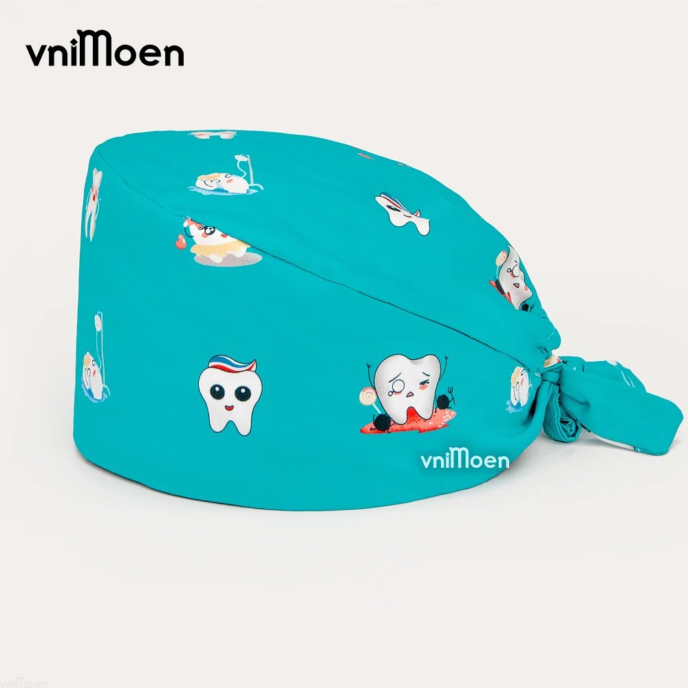Unisex Health Service Staff Work scrub hats Women Man Beauty Cap Cartoon Colorful Printing Scrub Caps nurse accessories