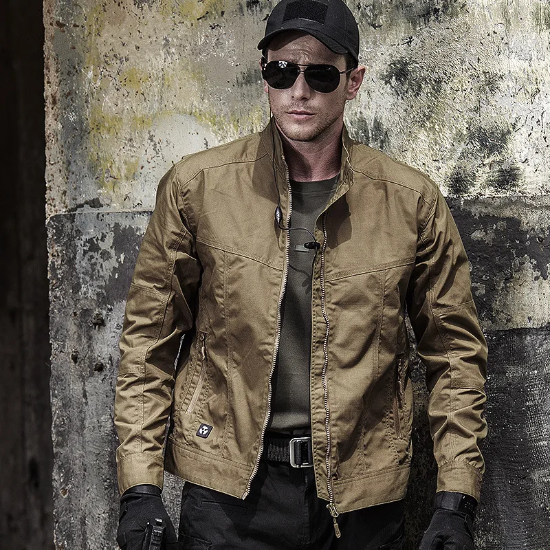 High Quality Men Camping Jacket Windproof Stand Collar Outdoor Waterproof and Scratch-proof Tooling Coat Training Clothing