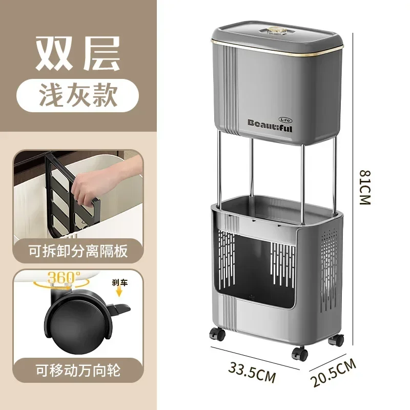 Odor-Resistant Double-Layer Kitchen Garbage Bin with Large Capacity