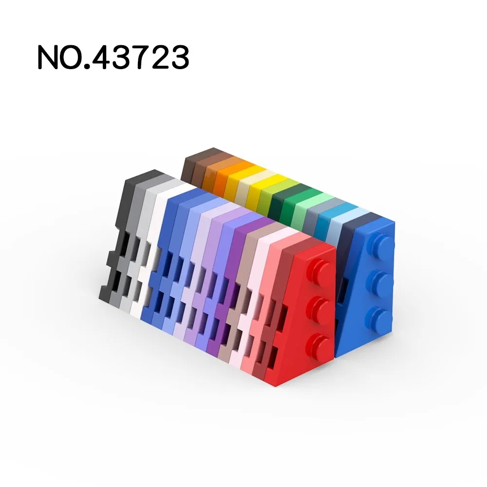 20pcs MOC 부품 43723 웨지 플레이트 3x2 왼쪽 호환 벽돌 DIY Assmble 빌딩 블록 입자 아이 퍼즐 두뇌 장난감 선물
