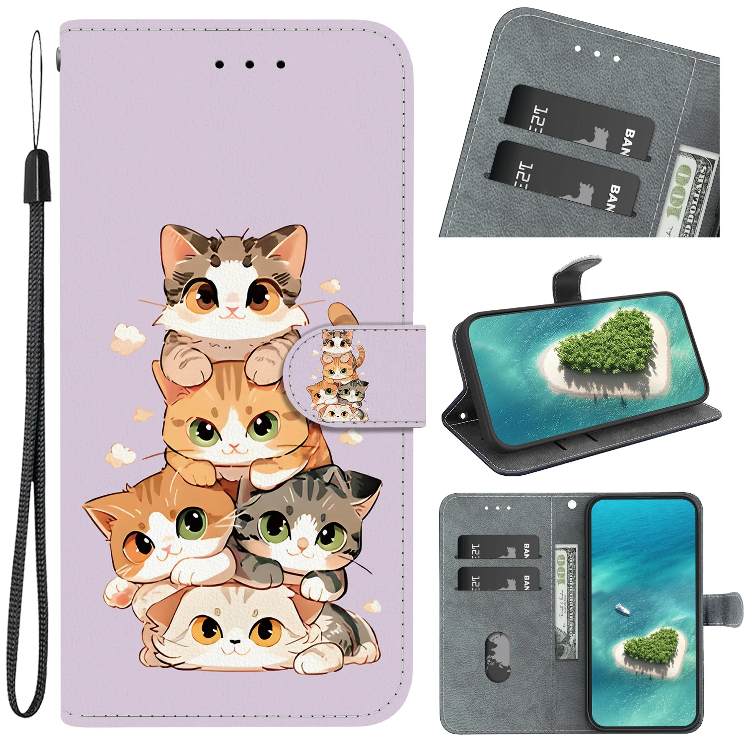 Premium Flip Leather Magnetic Wallet Phone Case with Book Design