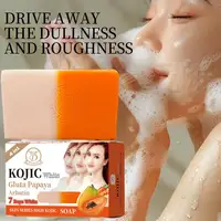 Savon à l'huile essentielle de papaye et d'acide kojique 160g, savon artisanal hydratant pour le bain nettoyant à la vitamine C 4