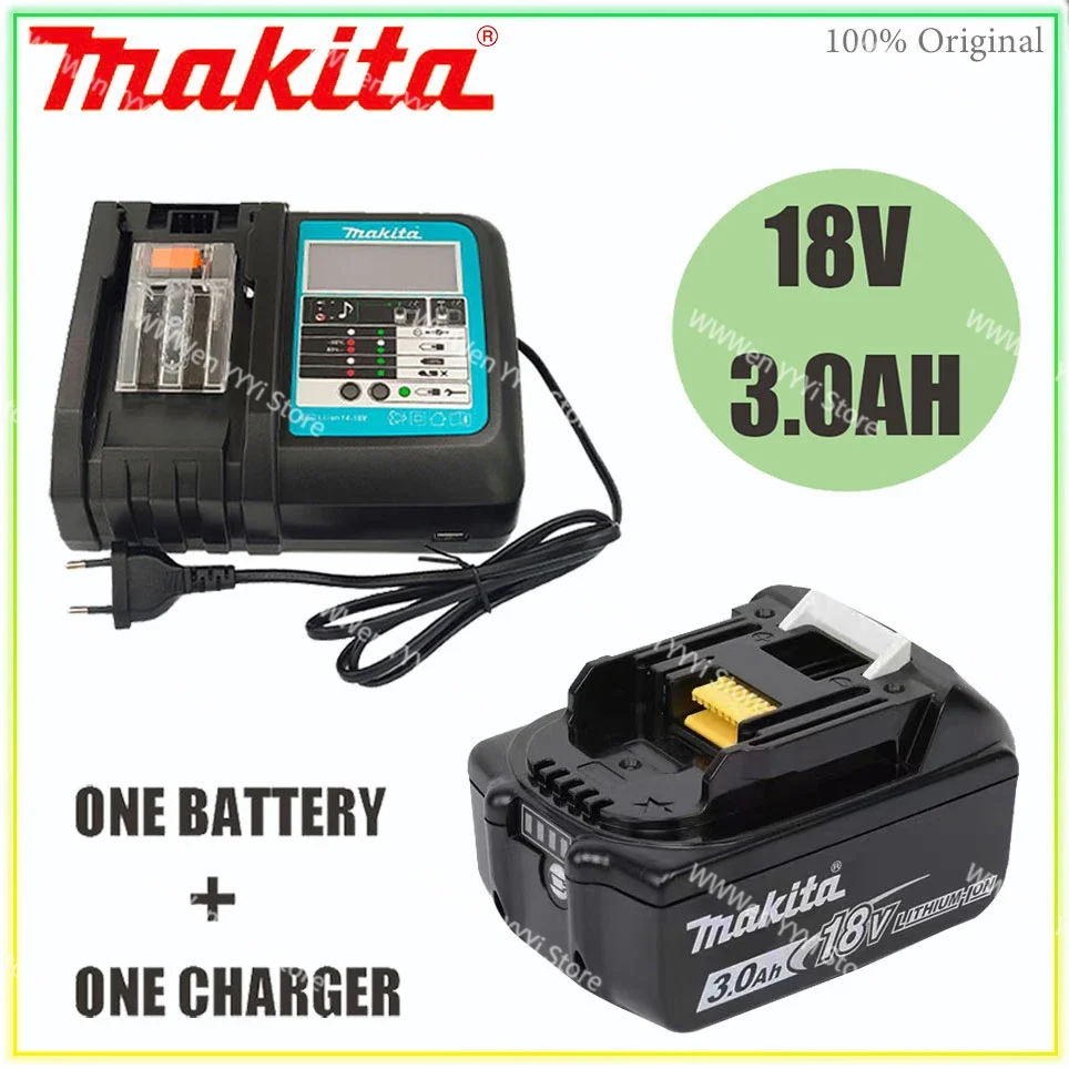 

Makita 18V Battery 3000mAh Rechargeable Power Tools Battery with LED Li-ion Replacement LXT BL1860B BL1860 BL1850+3A Charger