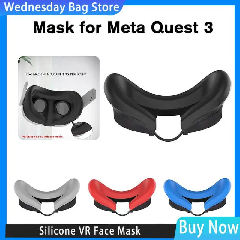 

Silicone VR Face Mask For Meta Quest 3 Accessories VR Facial Interface Sweatproof Mask Face Cushion Lightproof Mask Face Cover