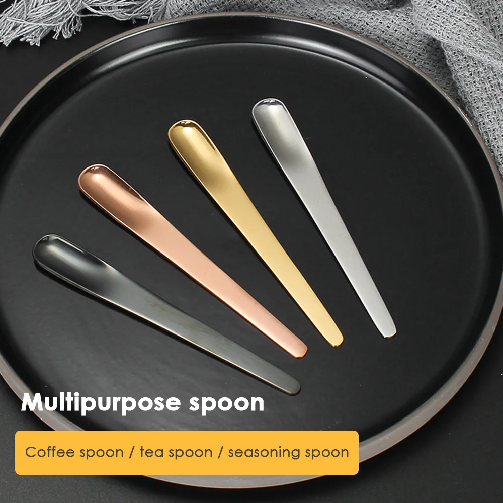 5PCS Coffee Spoon Stainless Steel Flat Spoon For Dessert Small Coffee Scoop Mixer Stirring Bar Spoon Kitchen Tableware