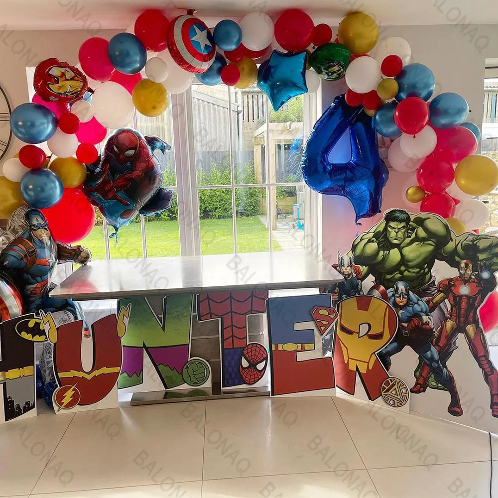 

128pcs Avengers Balloons Baby Shower Birthday Party Decor Kids Superhero Toy Spiderman Iron Man Hulk Inflatable Globos