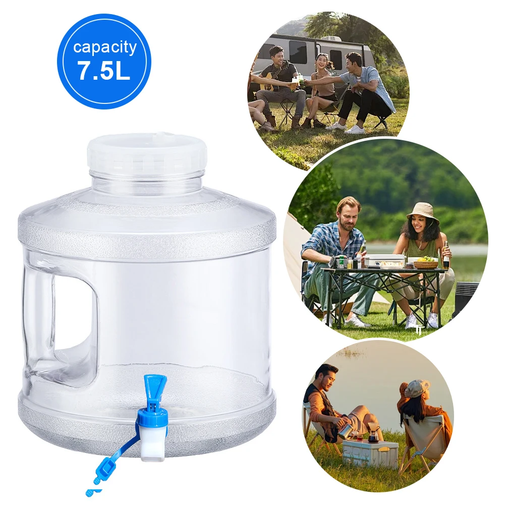 7.5/11.3L Portable Water Bucket Driving Pure Water Tank Container with Faucet for Outdoor Camping Cooking Picnic Hiking