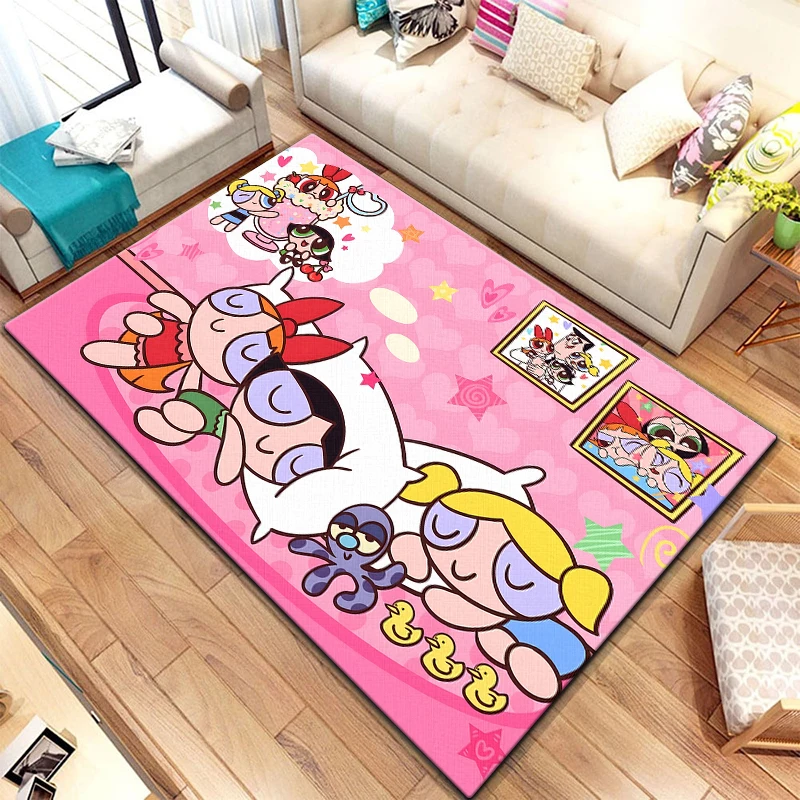 The Powerpuff Girls Cartoon Carpet, Living Room Bedroom Floor Mat Kitchen Mat Bedroom Mat,bedroom Birthday Gift Yoga Mat,Carpet