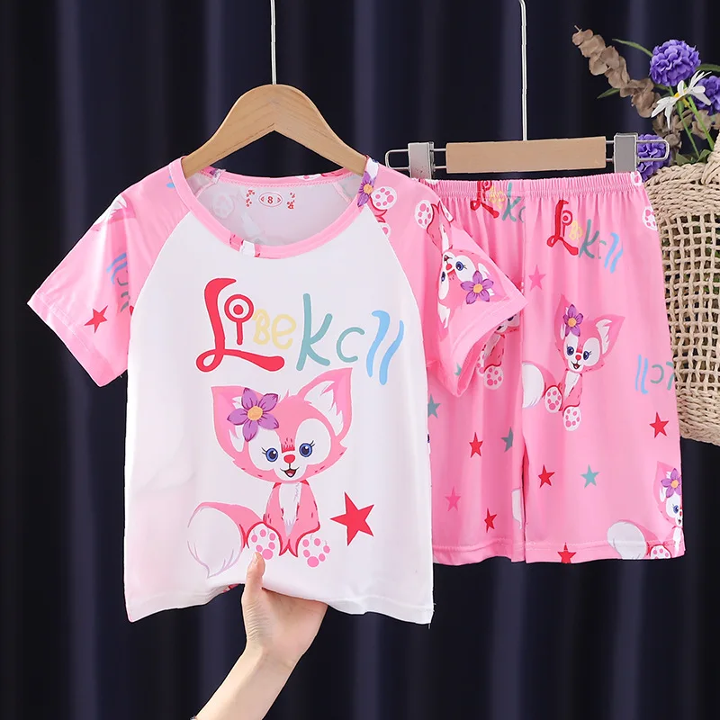 

Summer Kuromi Melody Pattern Children's Pajamas Short Sleeve Girls Boys Homewear Set Pupils Thin Air Conditioning Clothing