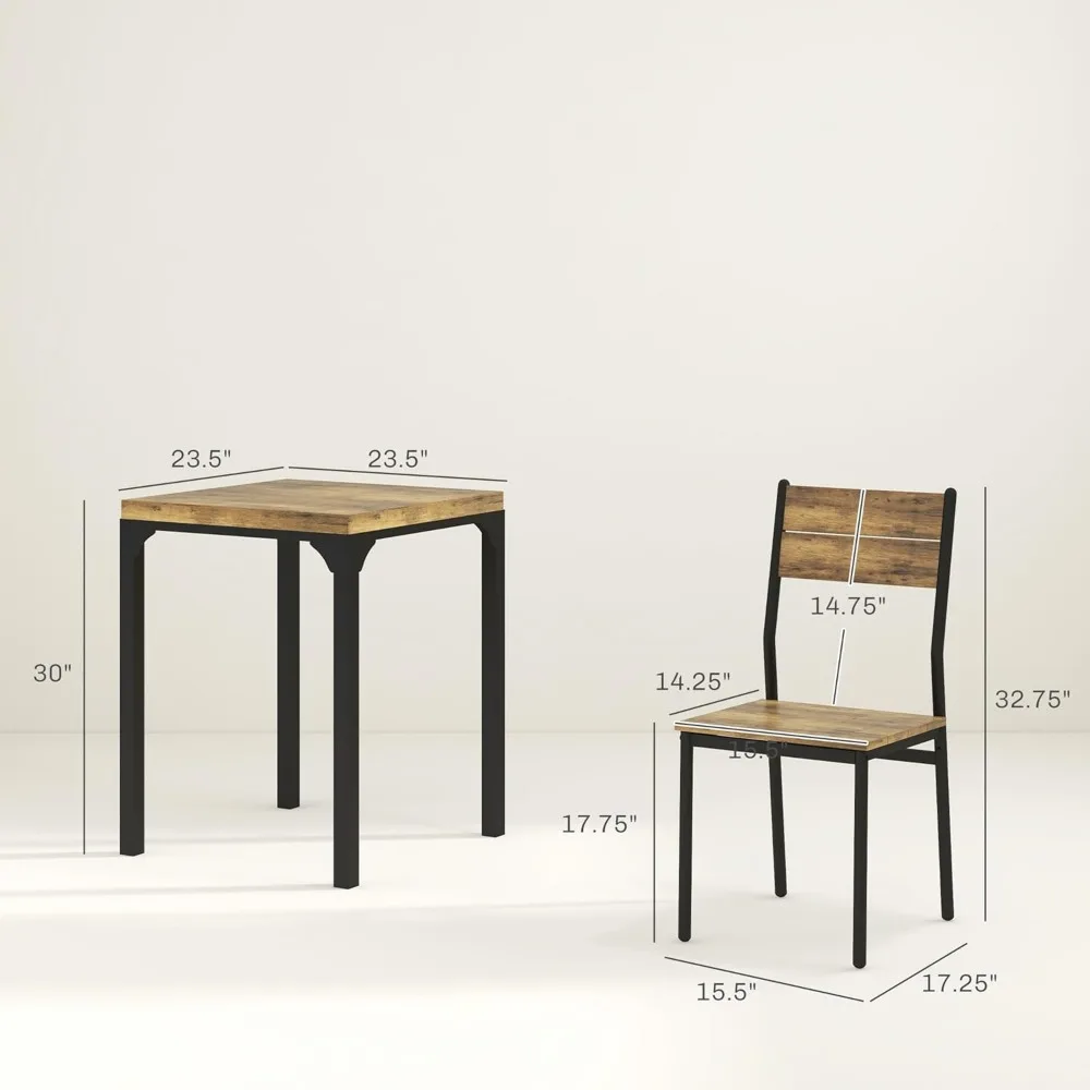 3 Piece Dining Table Set for 2, Modern Kitchen Table and Chairs, Dining Room Set for Breakfast Nook, Small Space, Apartment 5