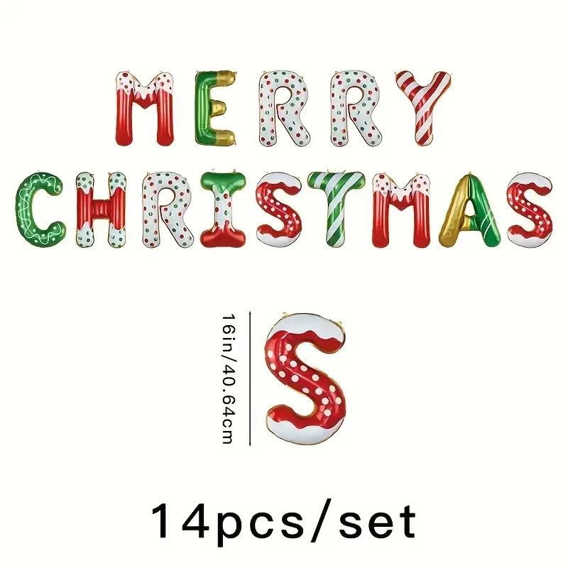 Merry Christmas Letter Balloon Banner Christmas Theme Aluminum Foil Balloon For Xmas Party Supplies Christmas Hanging Decor 2025