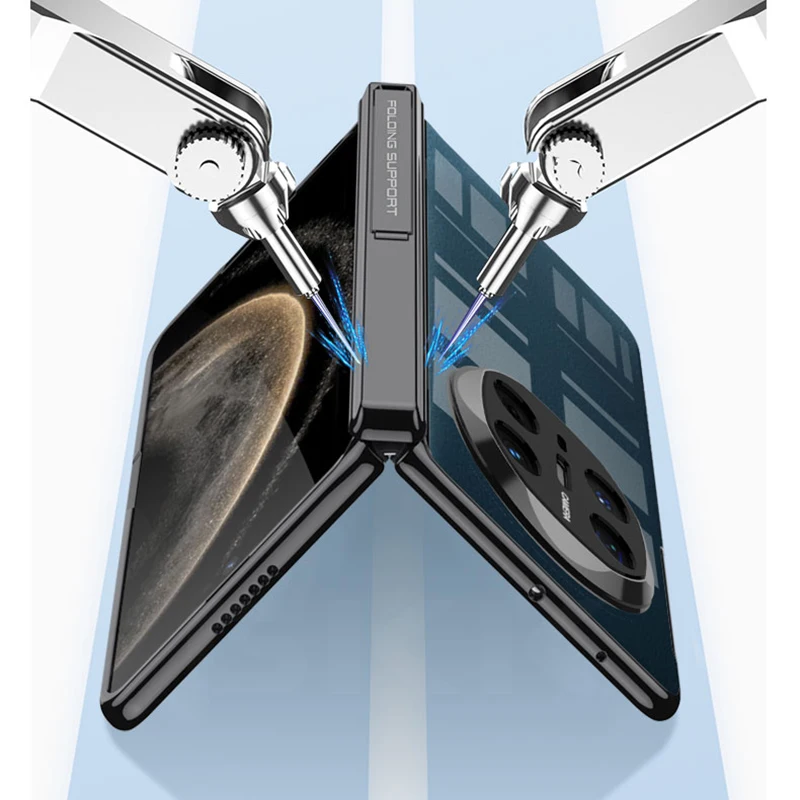 Magnetic Hinge Stand Clear Case for Huawei Mate X6 X5 Outer Screen Glass Luxury
