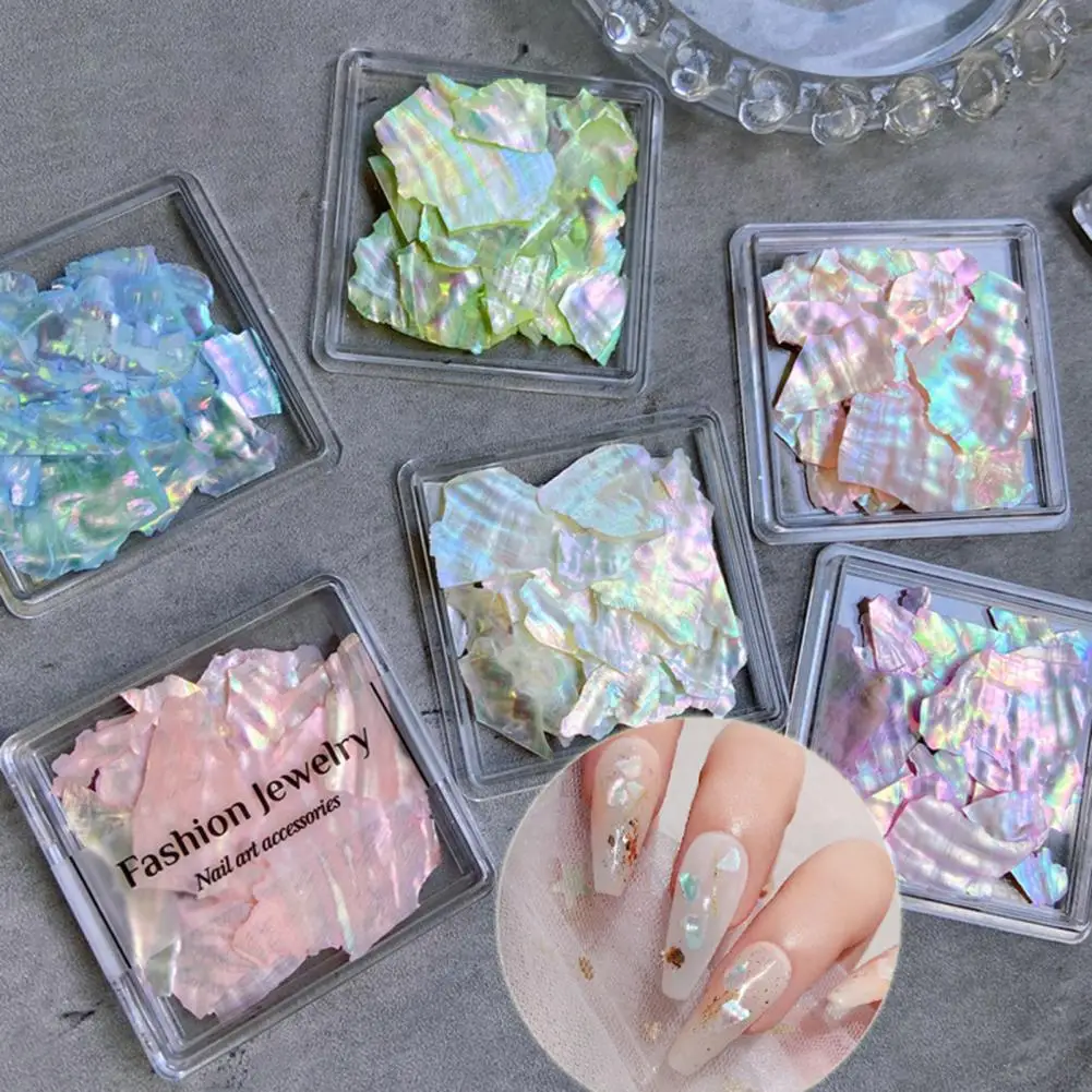 

1 Box Nail Ornament Excellent Sparkling Safe Ingredients for Nail Salon Nail Art Shells Nail Sequins